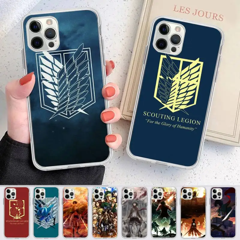 

Anime Attack on Titan Phone Case for iPhone 11 12 13 mini pro XS MAX 8 7 6 6S Plus X 5S SE 2020 XR case