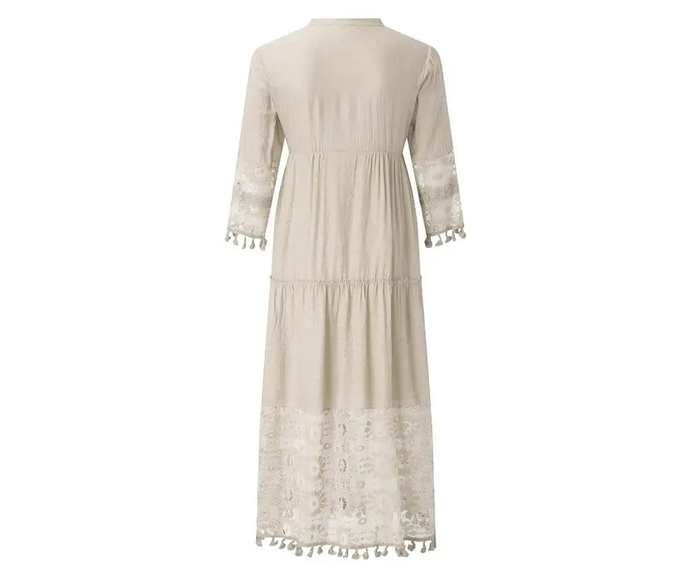 

Summer Autumn Sexy V-Neck Boho Dress Tassel Hollow Out Maxi Dresses Women 2021 New Bohemian Floral Printed Beach Dress Vestidos