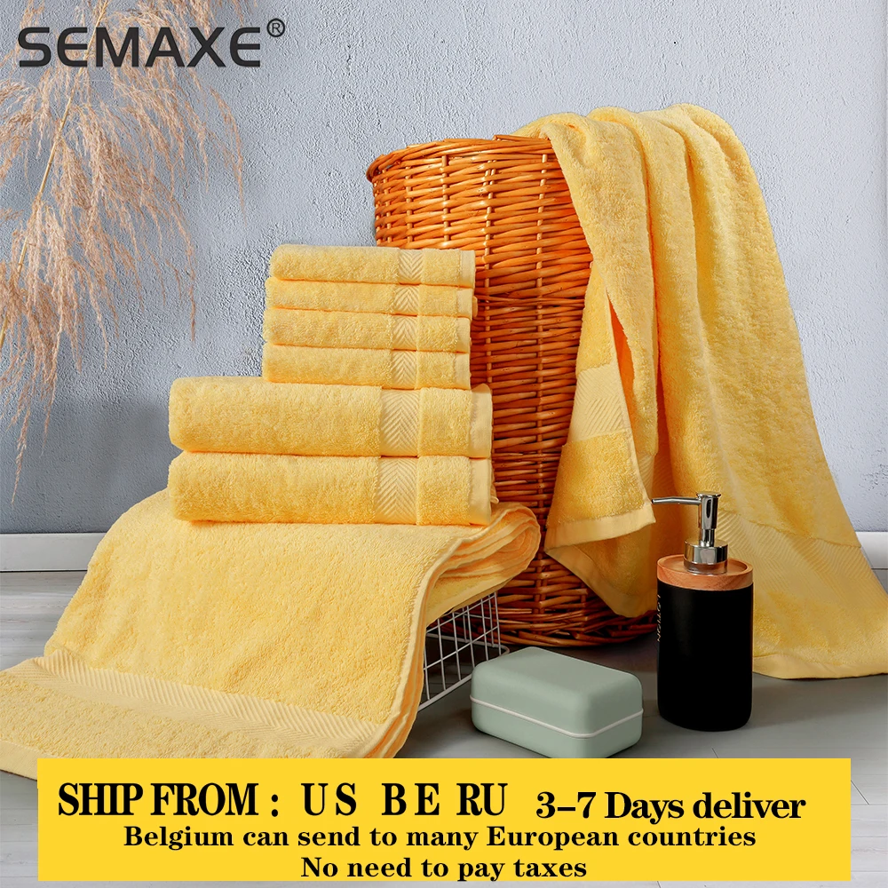 

SEMAXE Luxury Bath Towel Set,2 Large Bath Towels,2 Hand Towels,4 Washcloths. Cotton Highly Absorbent Bathroom Towels (Pack of 8)