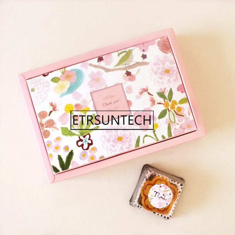 100 шт розовая зеленая луна коробка для торта прямоугольная бумажная печенья