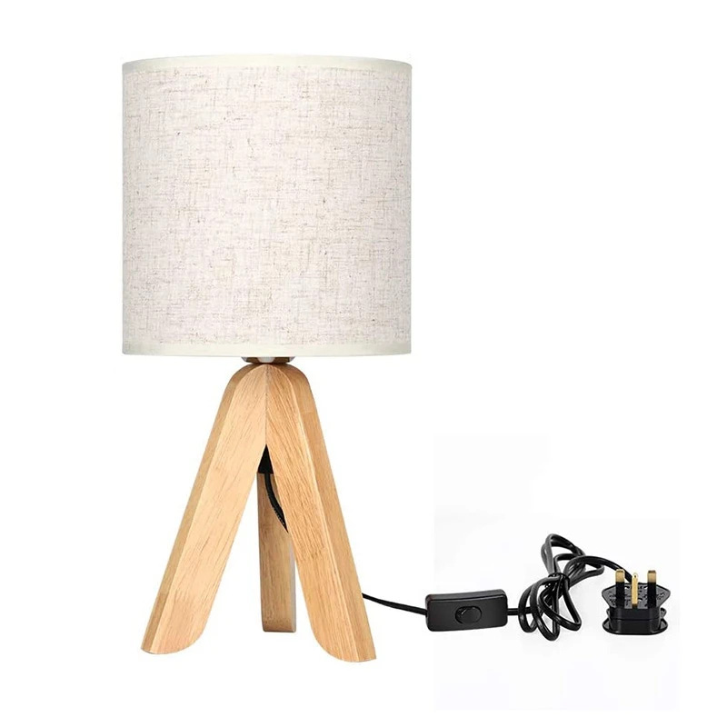 

Креативная тканевая деревянная Ночная лампа со штативом, маленькая Настольная лампа для спальни, гостиной, офиса, с тканевым льняным абажур...