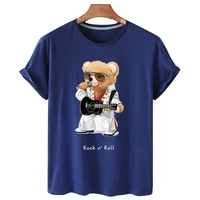 100 pure retro bear casual o neck loose short sleeved t shirt female summer short sleeved plus size t shirt unisex top s 4xl