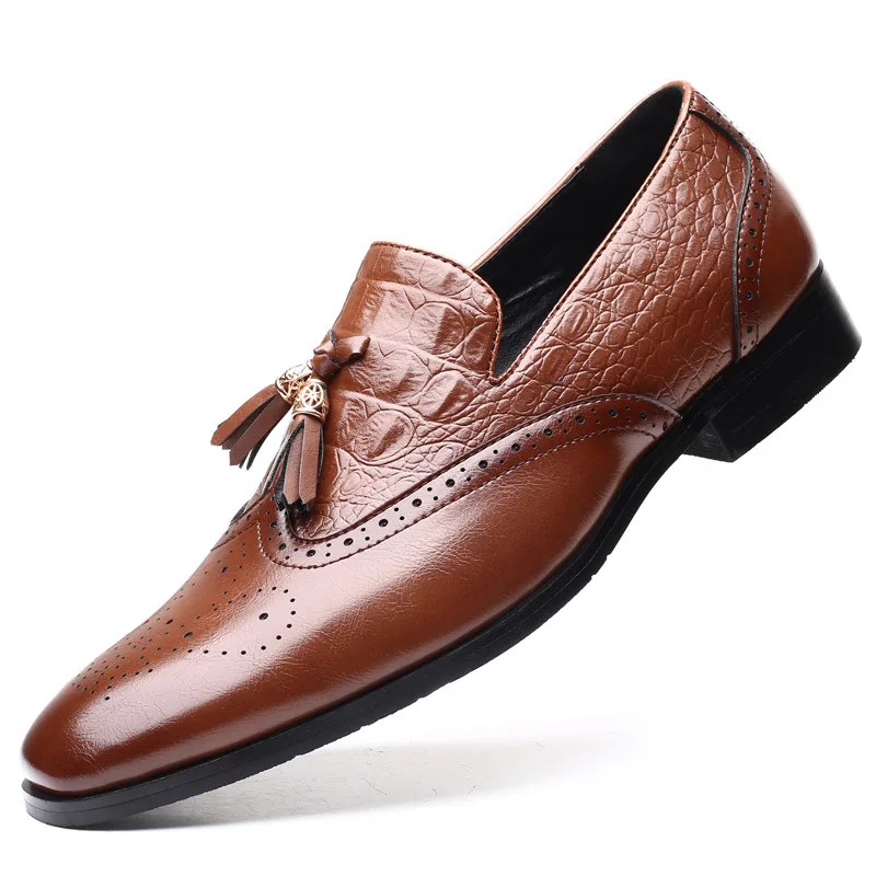 

Men Leather Dress Shoes Design Brand Shoes Classic Tassel Brogue Mans Footwear Formal Shoes Bullock Shoes Big Size 38-48