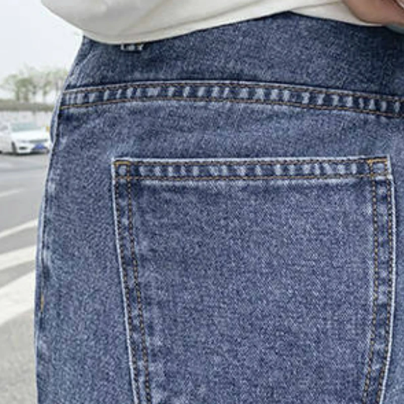 

Jeans Women Ankle-length Fur-line Solid Bleached All-match Korean-style Casual Fashion Teens Students Womens Ulzzang Simple Chic