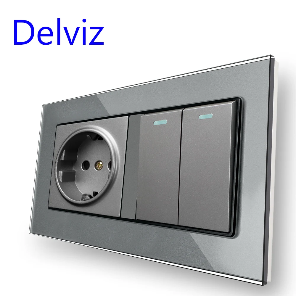 

Delviz 16A двухклавишный светодиодный светильник со стеклянной панелью