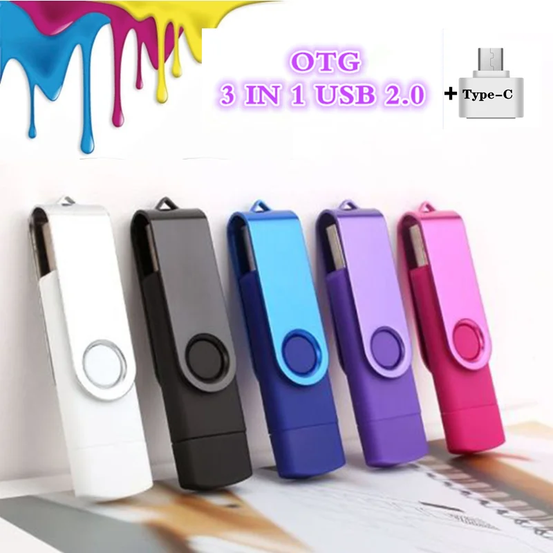 Usb флеш-накопитель 3 в 1 OTG Type-C Флешка с реальным объемом 4 ГБ 8 16 32 64 128 палочка для