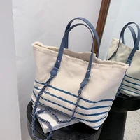 canvas tote bag women designer handbags shoppers 2021 fashion casual japanese style large capacity stripe students shoulder bags