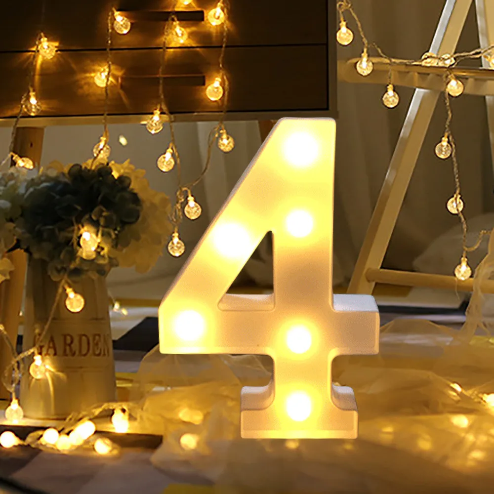 

LED Luminous Digital Light Birthday Valentine Alphabet Digital Lights Light Up White Plastic Digital Standing Hanging 0-9 c50