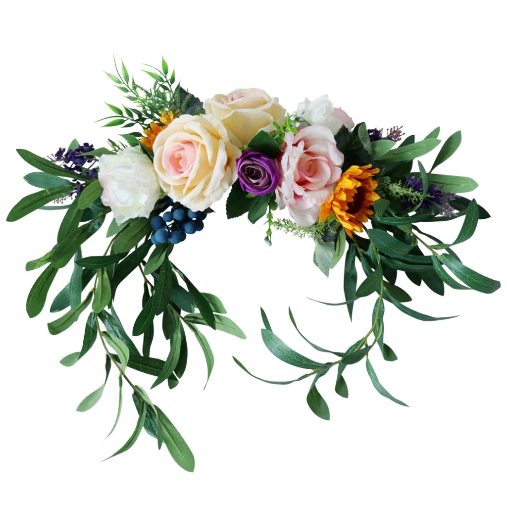 

Wedding Engagement Artificial Natural Flower Leaves Wreath Hanging Decor