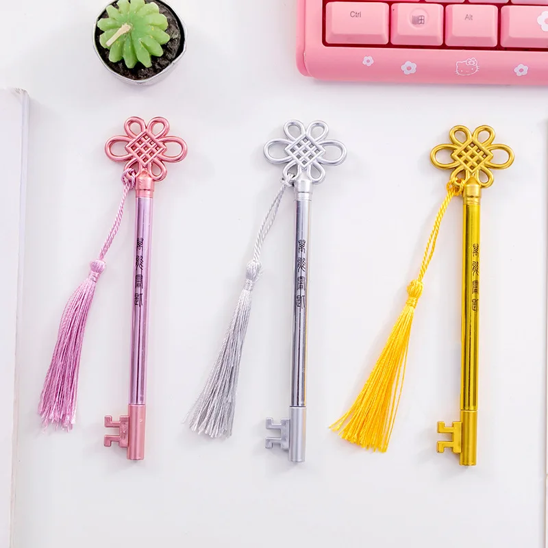 20 Pcs Hanging Spike Chinese Knot Key Modeling Neutral Pen Black Signature Student Office Neutral  Stationery Wholesale