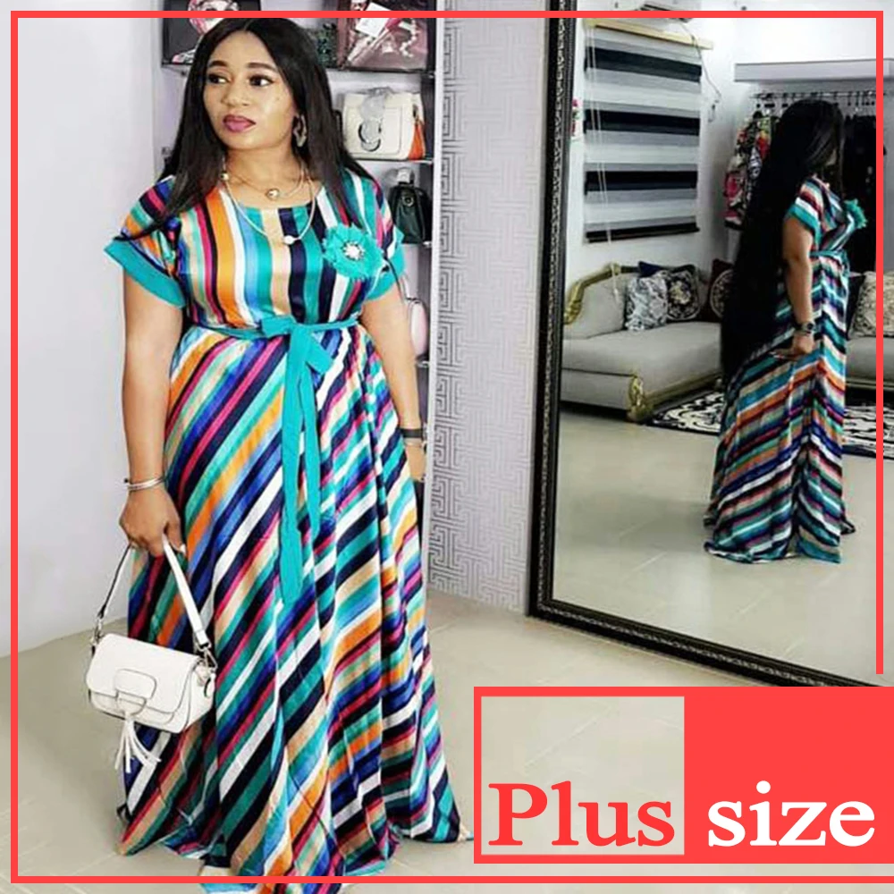 Женское платье в африканском стиле Длинное свободное полоску одежда