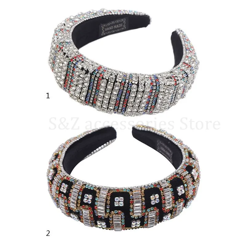 

1 шт., барочные тиары, широкая повязка на голову для девочек, роскошный цвет, хрустальные стразы, обруч для волос