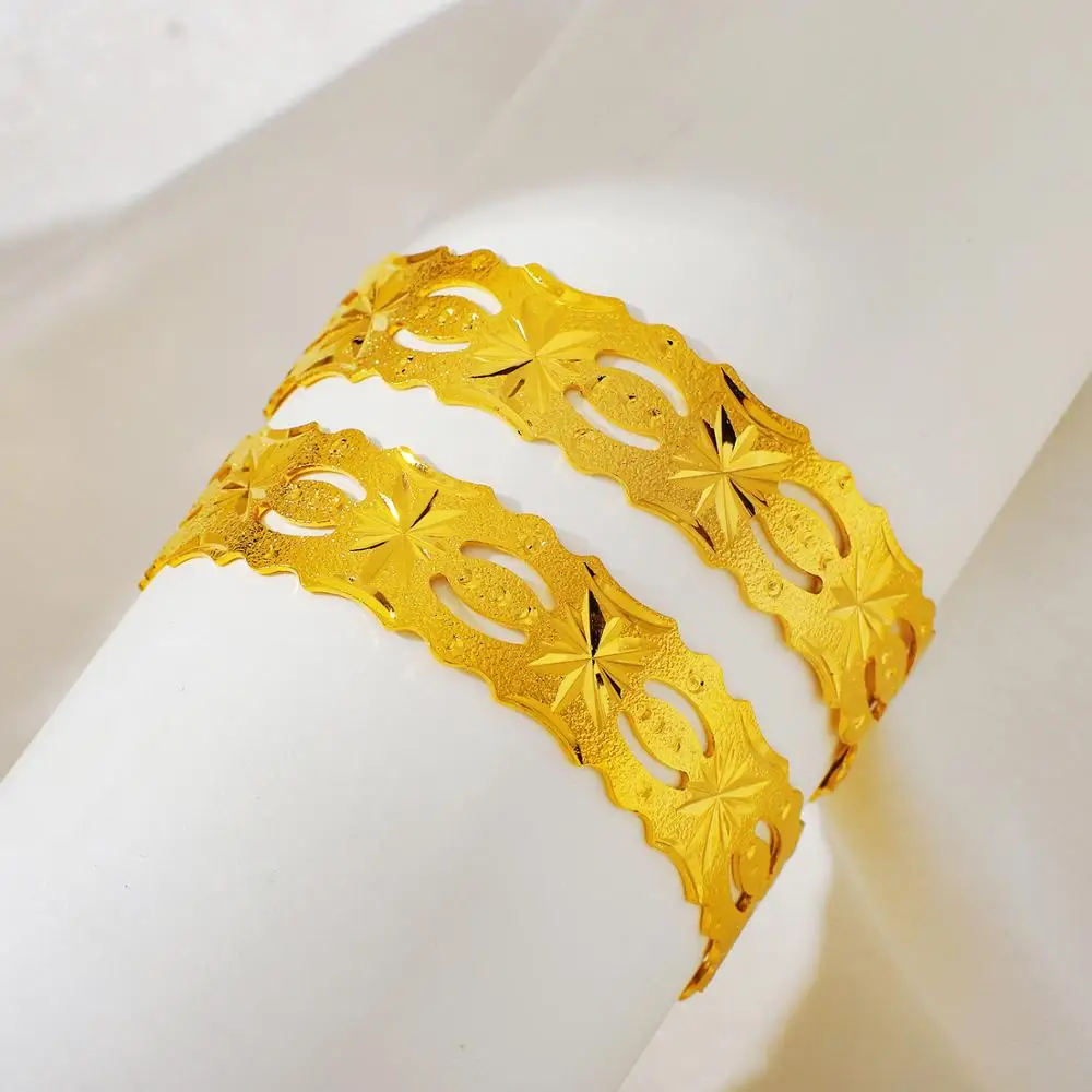 

Ethlyn 2pcs/lot New Fashion Gold Color Ethiopian Jewelry Bangles for Girls African Bangles & Bracelets for Women Kids MY99