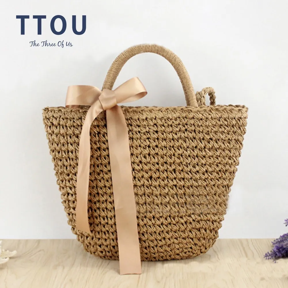 Женская плетеная Сумка TTOU летняя Соломенная пляжная сумка в богемном стиле с