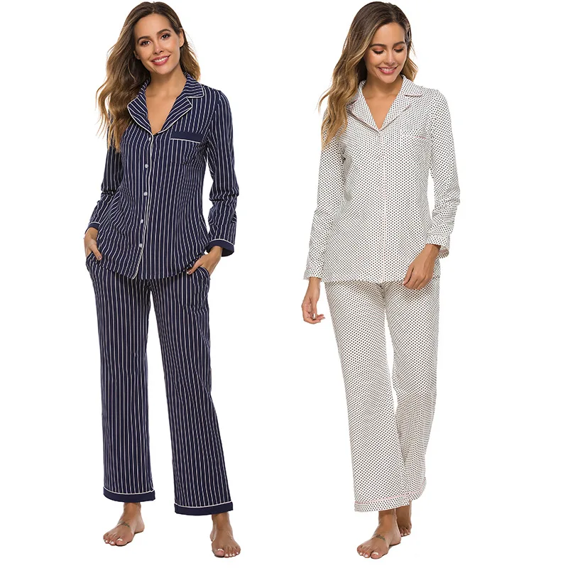 Women Pajamas Set Cotton Long Sleeve Pyjamas Pajamas Set Long Pants Pajamas for women