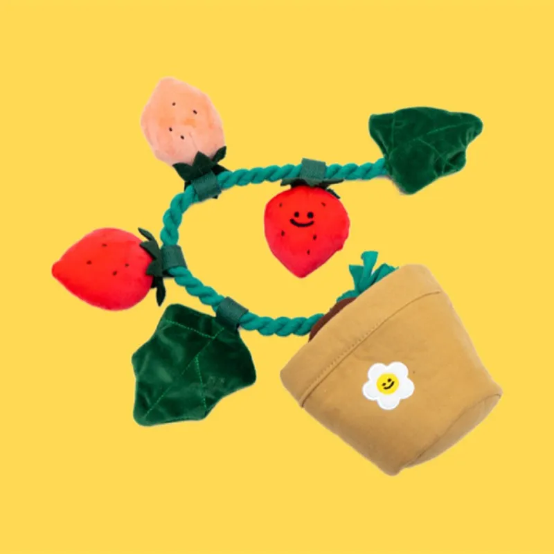 

Мягкая плюшевая игрушка для собак и кошек в горшке с клубничным горшком, жевательная игрушка для домашних животных с пищащим звуком, забавн...