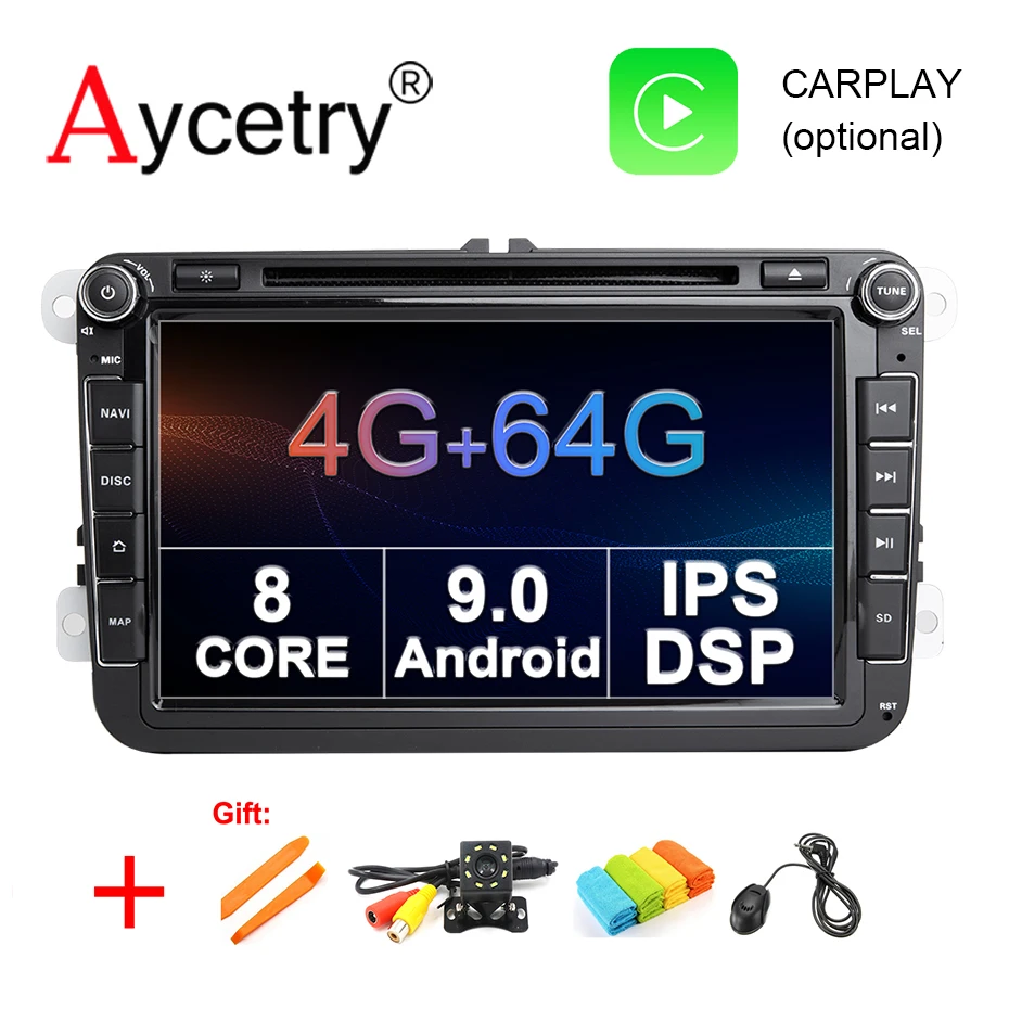 4G 64G DSP ips 2 din Android 9,0 автомобильный dvd мультимедийный плеер gps для VW/polo/golf/passat/B6/B7/tiguan/skoda/seat/leon Автомагнитола FM