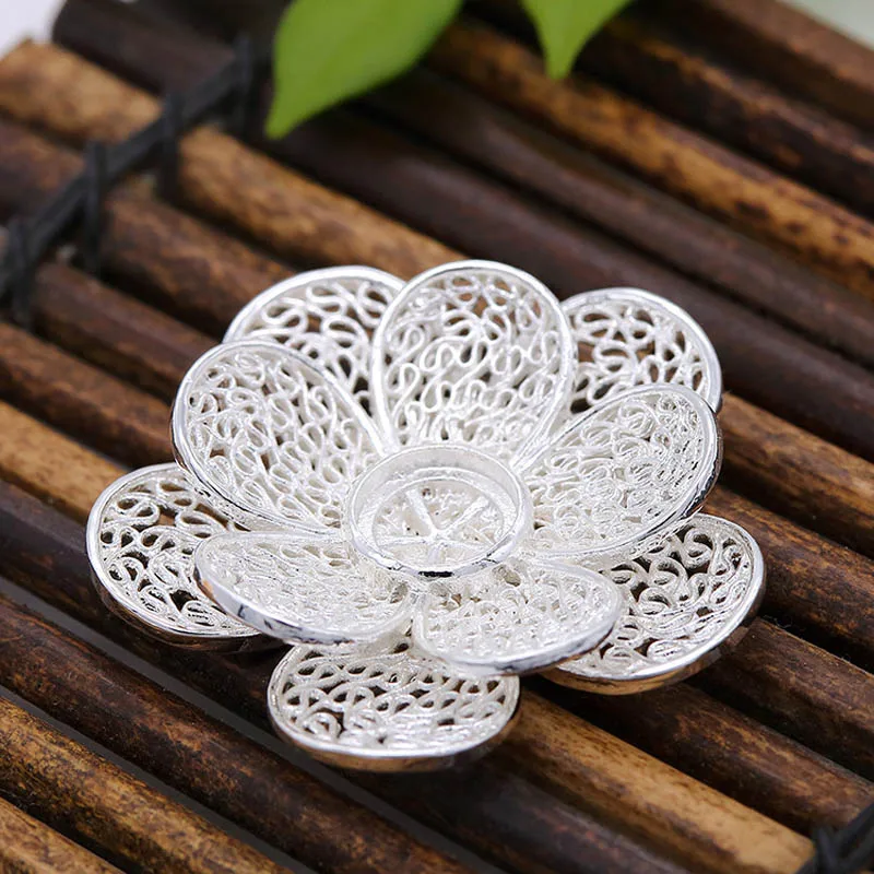 10 шт. Латунные Литые 3D Цветы 9 мм камень Кабошоны основа амулеты качество Золото