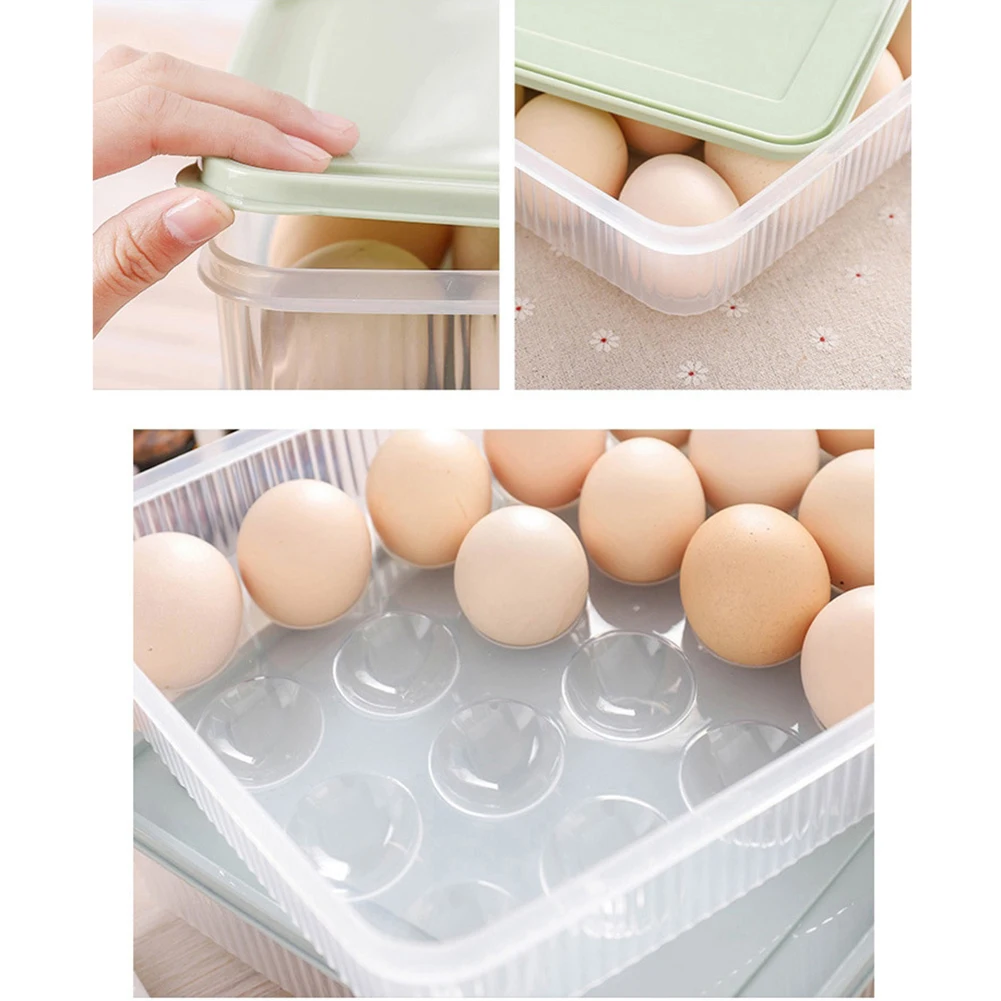 

Holder Egg storage box Box Fridge Eggs Plastic With Lid Organiser Household
