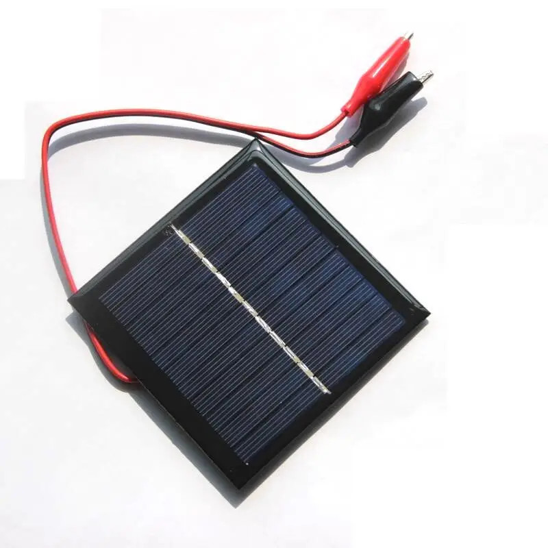 

1W 5.5V Solar Cell Epoxy Polycrystalline Solar Panel+Clip For Charging 3.7V Battery System Toy LED Light Study 95*95MM CNIM Hot