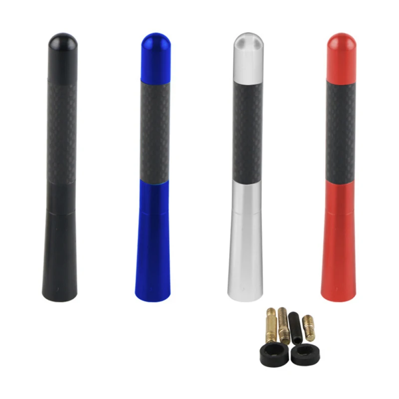 

4.7" Screw-On Short Real Carbon Fiber Vehicle Car Radio Antenna Universal Replacement Car Antenna 4 colors Aluminum