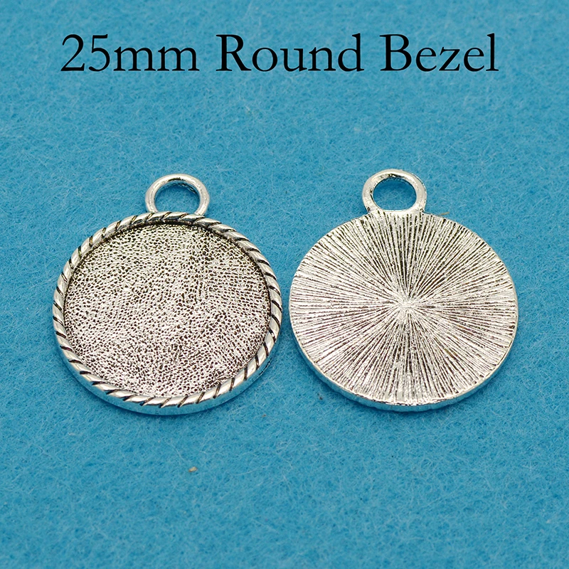 50 - 25mm Round Pendant Setting Rope Trim Bezel Blank Tray Cabochon Resin Frame | Украшения и аксессуары