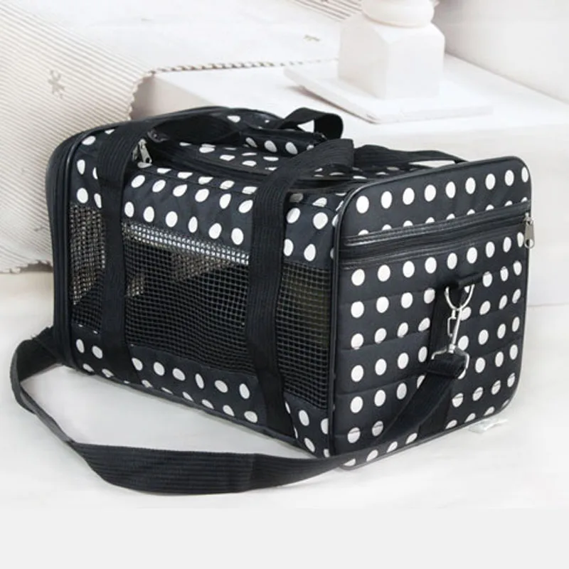

Black Polka Dot Mesh Breathable Outdoor Dog Cat Carrier Sling Pet Bag