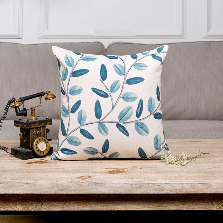 

Wholesales Pillow Cover Vintage Lotus Floral Green ivy Cushion Cover Home Decorative Pillow Case 45x45cm/30x50cm