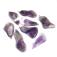 natural stone amethysts pendant irregular shape exquisite pendants charms for jewelry making diy necklaces accessories 25x50mm