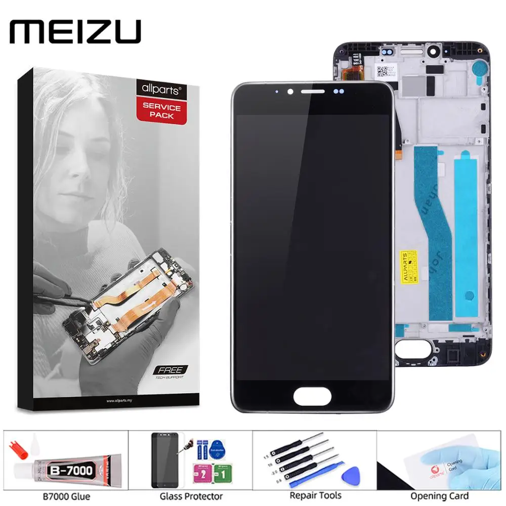 Дисплей для MEIZU M5 M611H LCD в сборе с тачскрином на рамке 5.2'' черный белый