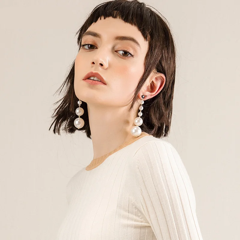 Elegant Lady's Handmade Natural Pearl Earrings Temperament Fashion Classic Long Drop Dangle Harajuku Korean Jewelry | Украшения и