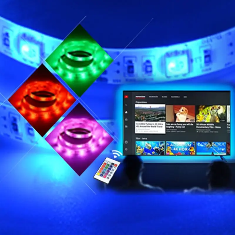 5 В USB силовой светодиодный светильник RGB 2835 3528 SMD HD ТВ Настольный ПК экран подсветка и косой светильник ing 1 м 2 м 3 м 4 м 5 м не водонепроницаемый