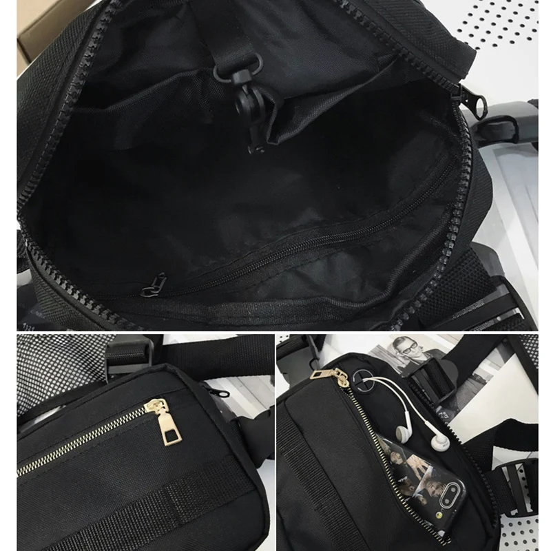 Мужская нагрудная сумка в стиле хип хоп уличная тактическая одежда из ткани