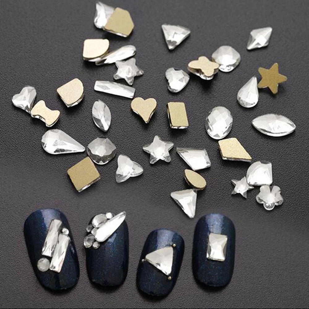 

20Pcs/Bag 3D Nail Art Rhinestones Sticker AB Silver Color Nail Stones 4mm*6mm Mini Gems Flat Back For DIY Nail Decorations JZ07