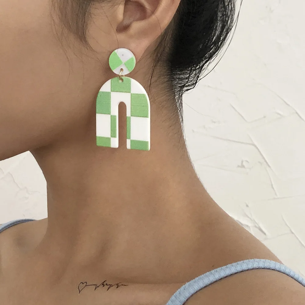 

Sweet Acrylic Resin Earrings For Women Candy Color Geometric U Shape Big Earring Wedding Party Fashion Jewelry Gift
