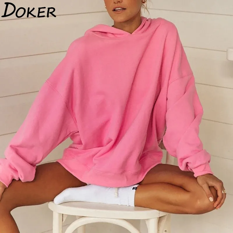 Женская флисовая толстовка с длинным рукавом свободного покроя | одежда