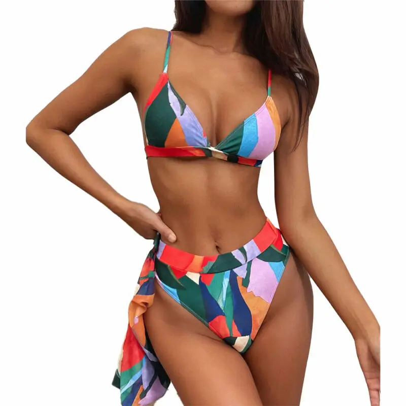 

Sexy Color Splicing Color Block Swimsuit High Waist Bikini Female Swimsuit Bikini Set Swimsuit 2 Piece Sets