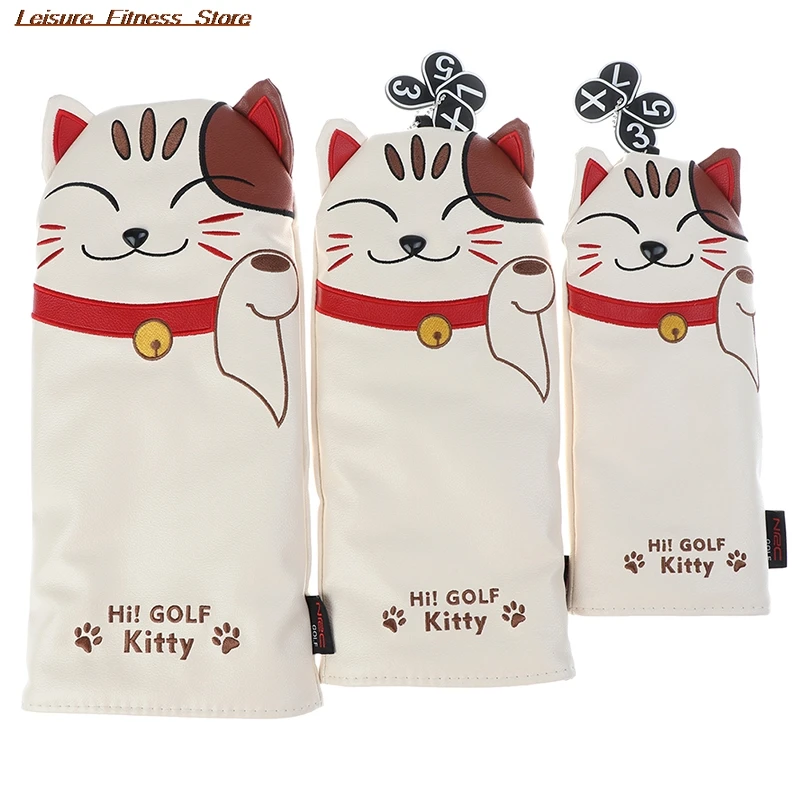

Golf Club Head Covers Cartoon Animal Cat Headcover Driver Fairway Wood Hybrid Covers Set