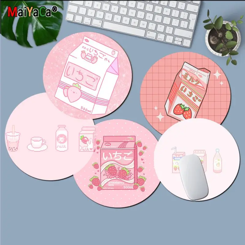 

Коврик для мыши Kawaii, из натурального каучука, с изображением клубники, молочного цвета, противоскользящий, для ноутбука, ПК, коврик для мышки