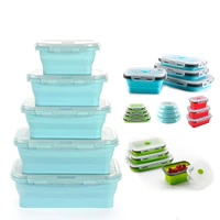 new quality food storage containers with lids silicone collapsible bpa free lunch fruit salad box set reezer microwavable