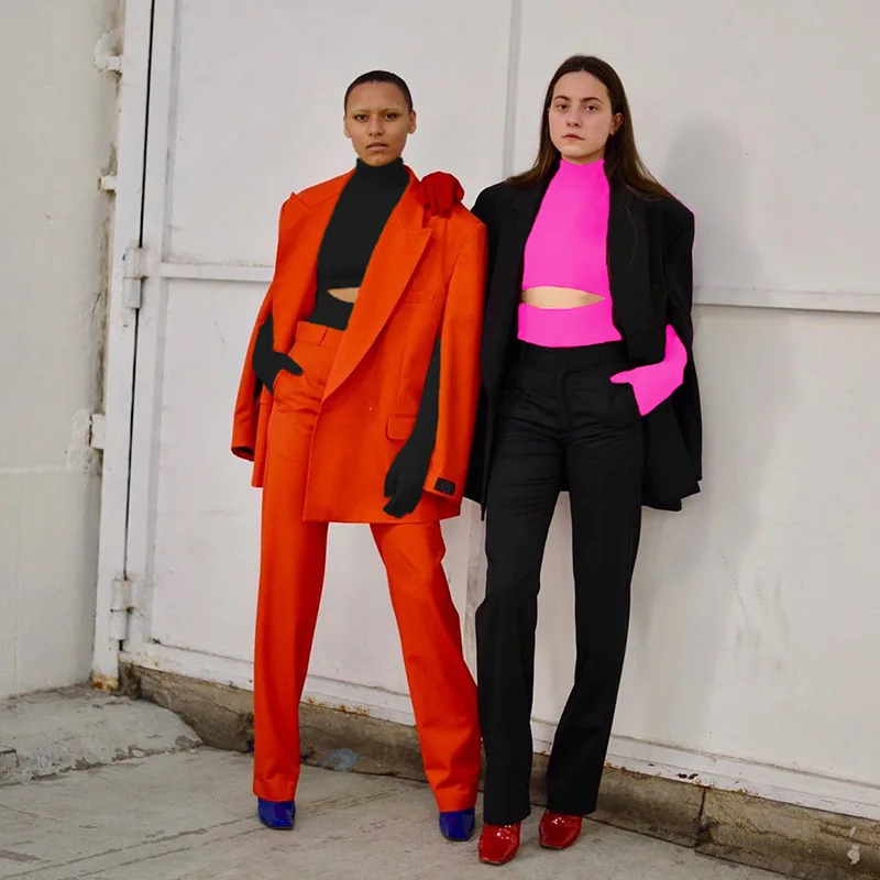 Женский весенне-осенний комбинезон с высоким воротником и перчатками в стиле