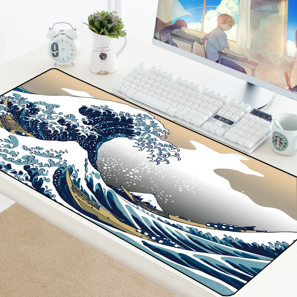 

900x400mm Great Wave Off Art Large Size Mouse Pad XXL Natural Rubber PC Computer Gaming Mousepad Locking Edge Desk Mat for CS GO