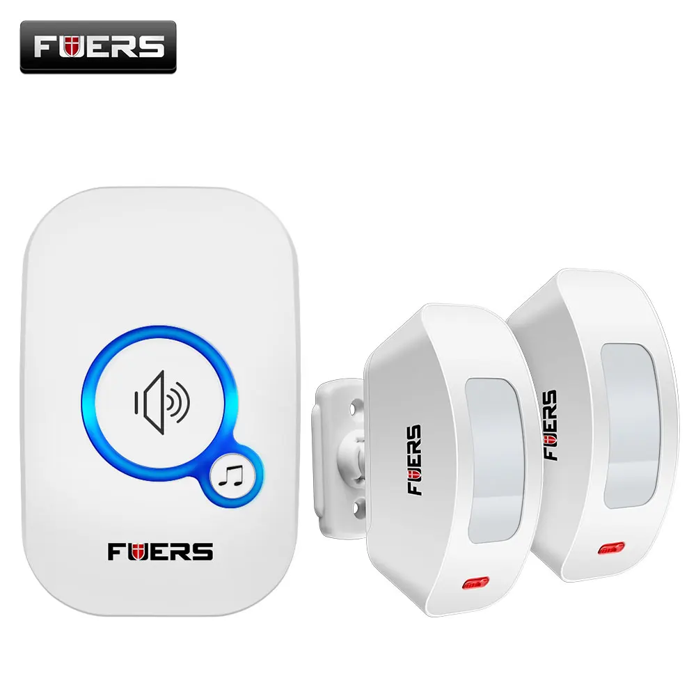 kit3 Fuers беспроводной дверной звонок Домашняя безопасность Pir движения приветственный Звонок дверной датчик звуковая сигнализация 32 Песни умный дверной звонок кольцо сенсорная кнопка - Цвет: kit3
