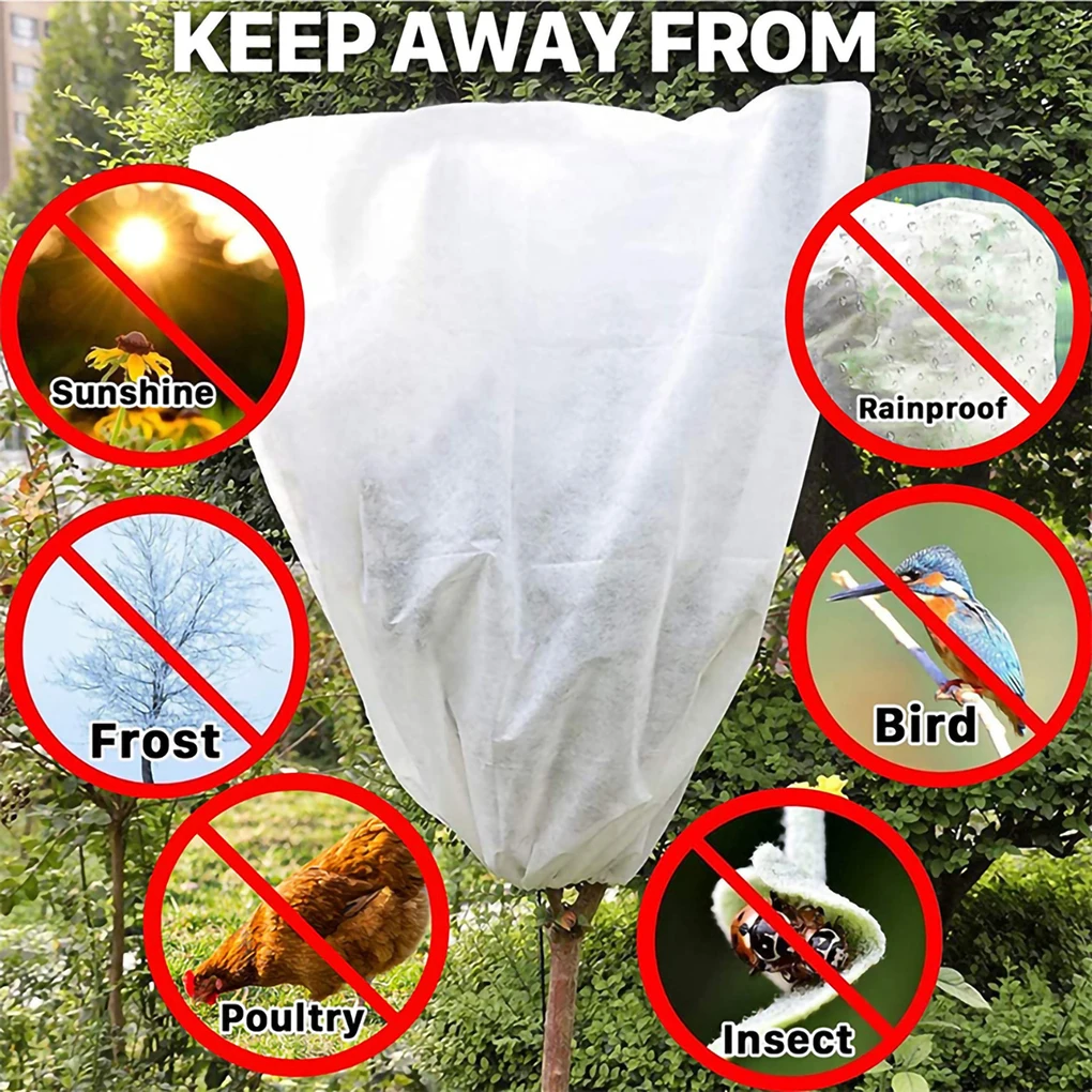 

Tree Cover Non-woven Fabric Garden Plant Shrub Cover Warming Frost Protector with Drawstring 60x80CM/100CM/120CM