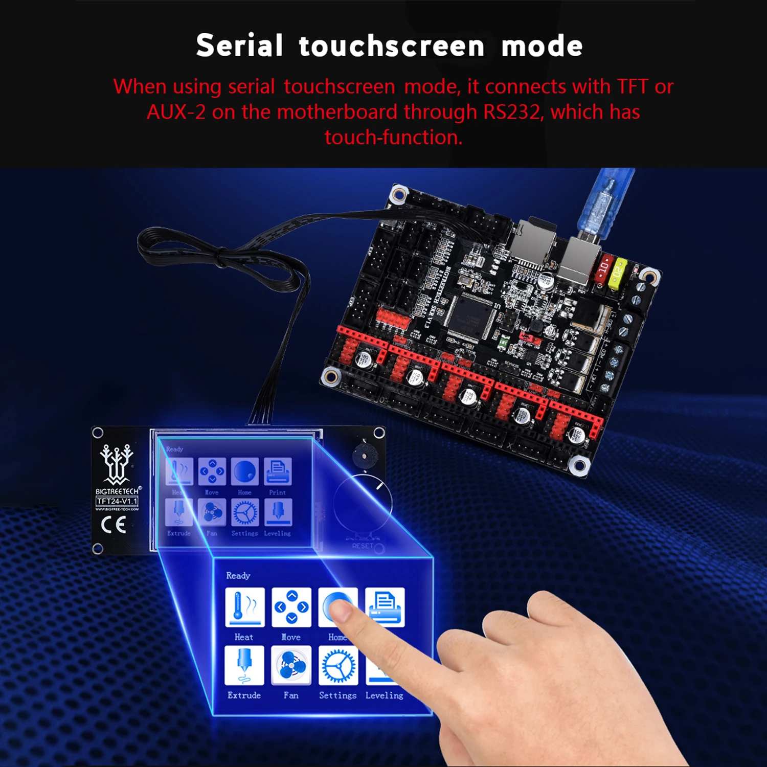 Сенсорный дисплей TFT24 V1.1 2 режима работы с кабелем совместимый 12864LCD для