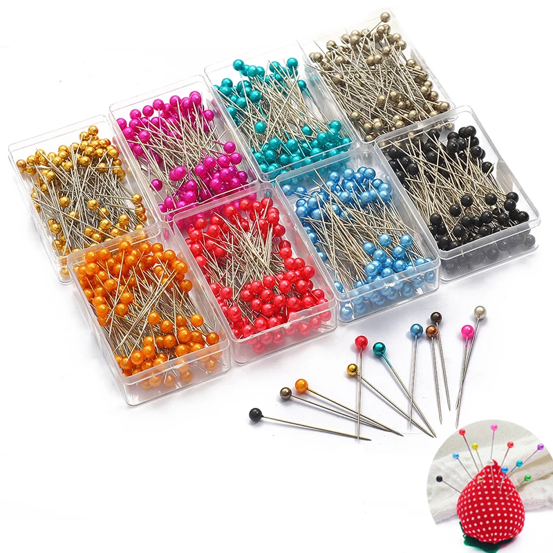 100 шт. круглый жемчуг иголки с головкой стежка прямо пуш-ап швейные булавки для
