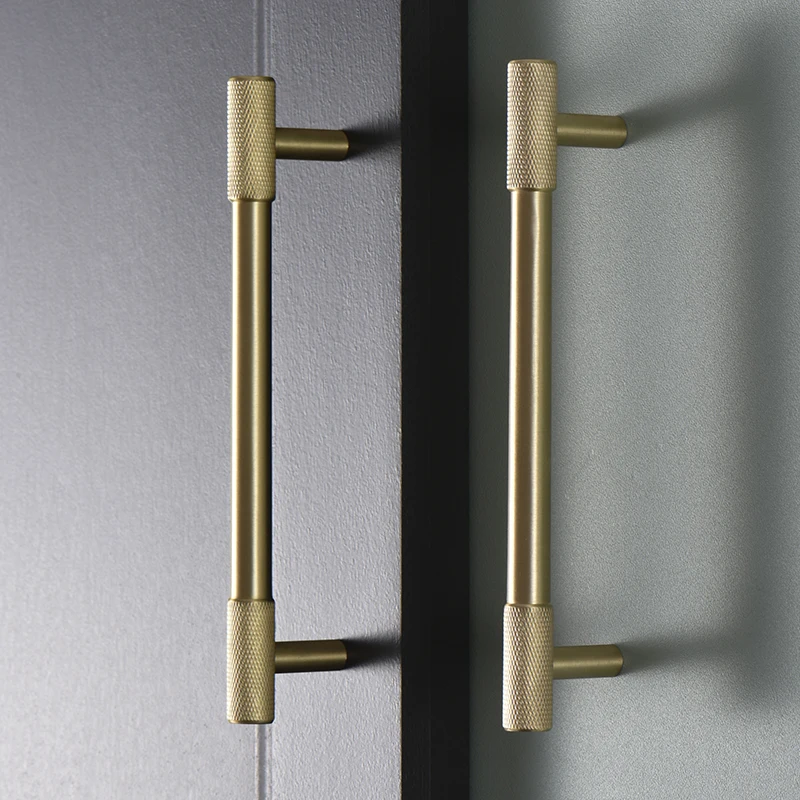 Накатанные ручки из твердой латуни для кухонного шкафа выдвижного ящика комода