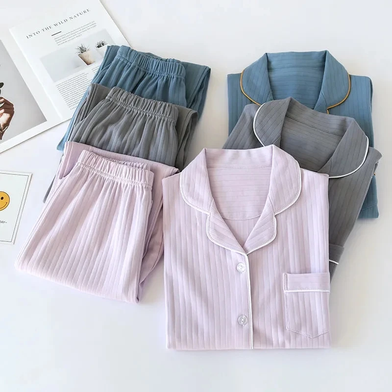 

Women's Pajamas Set Sleepwear Cotton Pajama Sets Sleeping Suits Female Long-Sleeve Women Pyjamas Homewear Home Lounge Wear