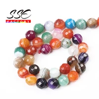 natural colorful stripes agates faceted stone beads 15strand 681012 mm for jewelry making diy bracelet necklace accessories