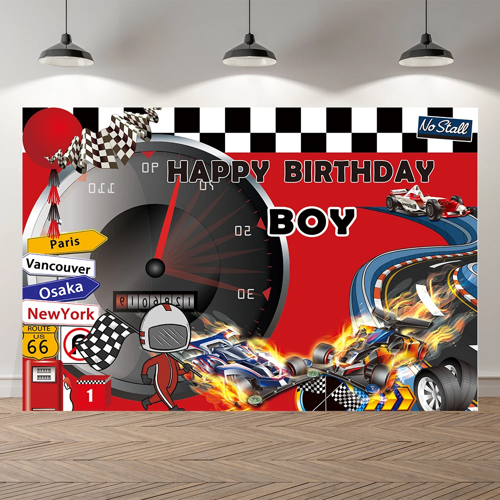 

Фотофон Seekpro на день рождения с изображением гоночной машины красного цвета для мальчиков гонки украшения для детского дня рождения